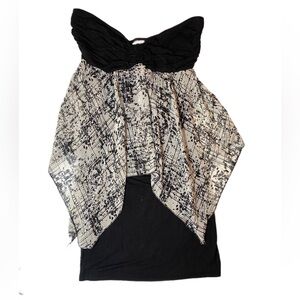 Misope Black Tube Dress With Black And White Overskirt Size M